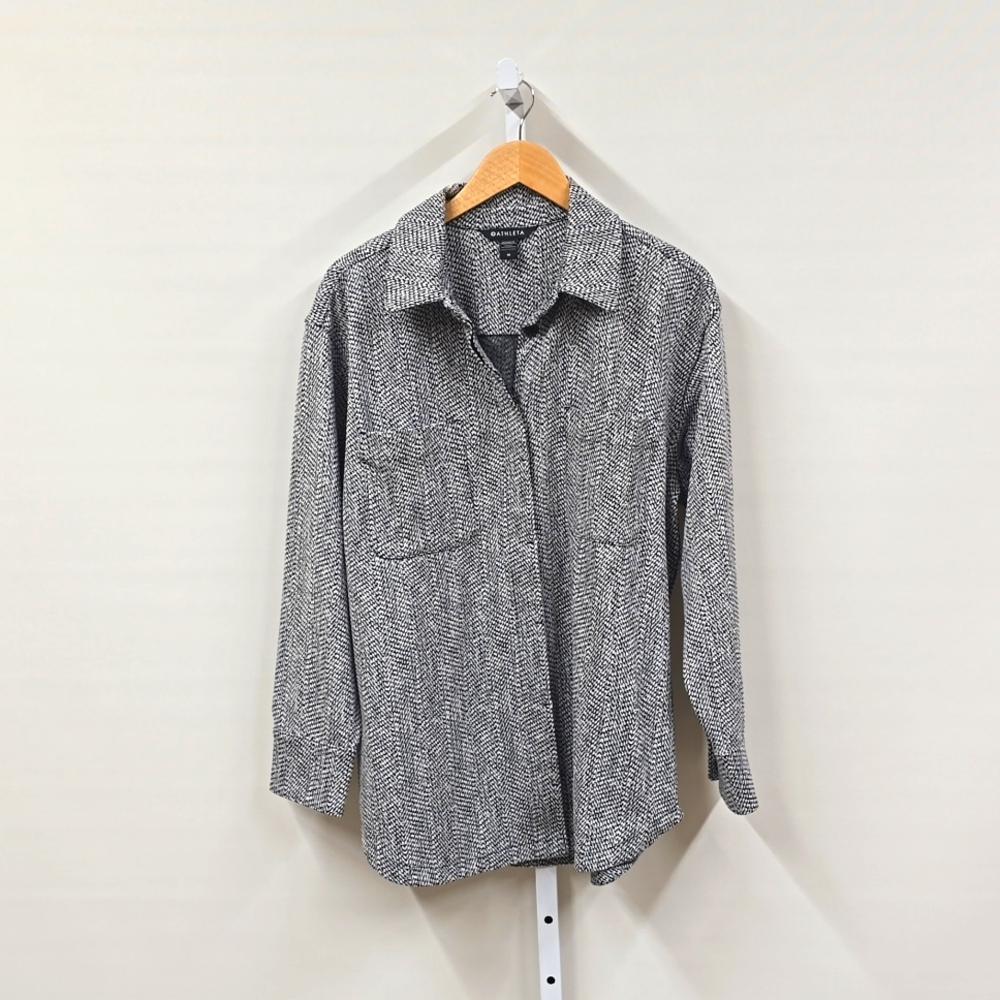 Athleta Black and White Chevron Button-Up Shirt